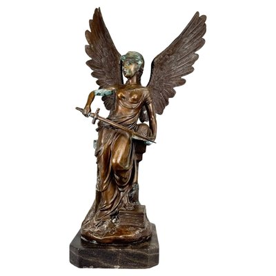 Antique Broze Sculpture of Angel with Sword, 1890s-TZ-2018638