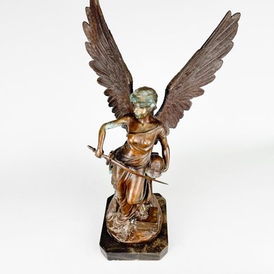 Antique Broze Sculpture of Angel with Sword, 1890s-TZ-2018638