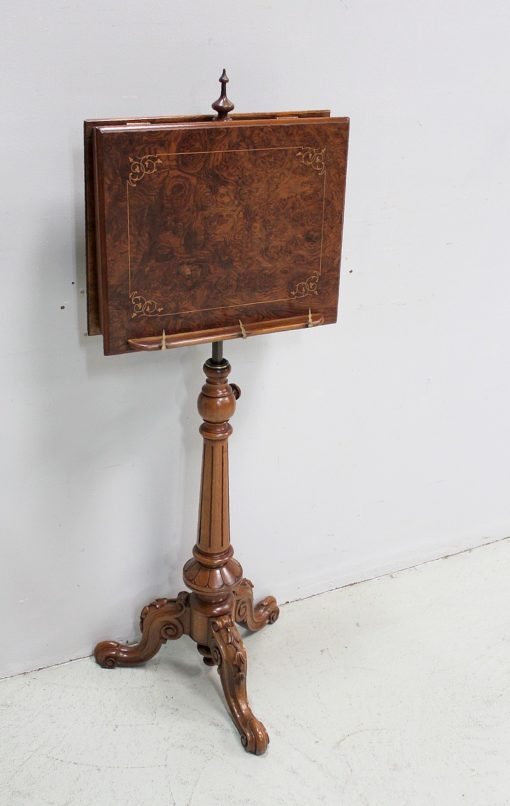 Antique Burl Walnut Veneer Lectern