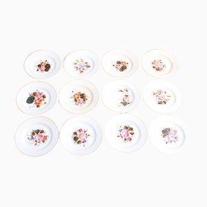 Antique Cake Plates with Floral Motifs, Set of 12-DQ-984278