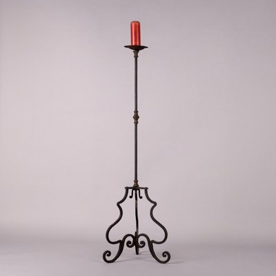 Antique Candleholder in Wroght Iron with Bronze Decorations-VMM-2033298