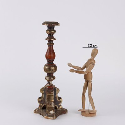 Antique Candlestick in Carved Lacquered Wood-VMM-2023943