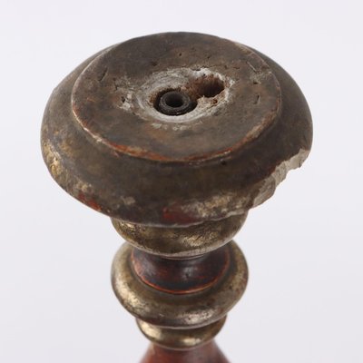 Antique Candlestick in Carved Lacquered Wood-VMM-2023943