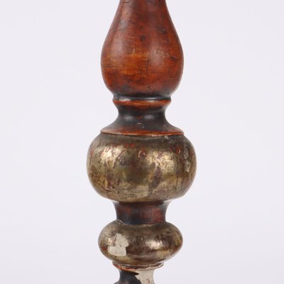 Antique Candlestick in Carved Lacquered Wood-VMM-2023943