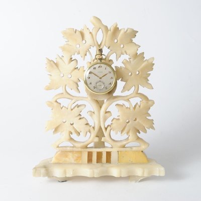 Antique Carved Alabaster Pocket Watch Stand-IXK-746058