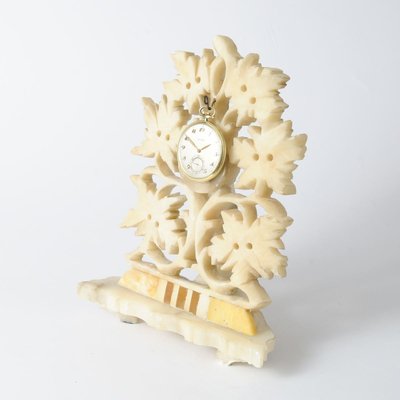 Antique Carved Alabaster Pocket Watch Stand-IXK-746058