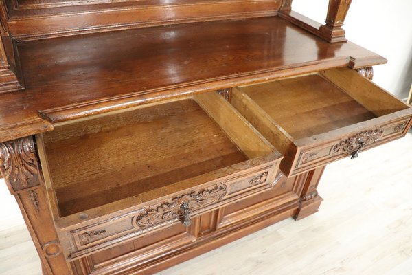 Antique Carved Oak Sideboard, 1850s-DCO-1162383