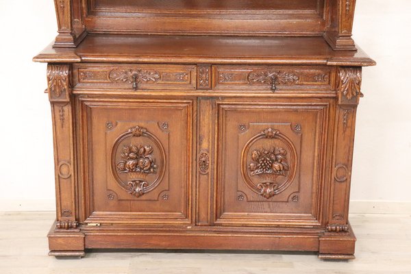 Antique Carved Oak Sideboard, 1850s-DCO-1162383