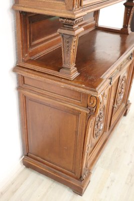 Antique Carved Oak Sideboard, 1850s-DCO-1162383