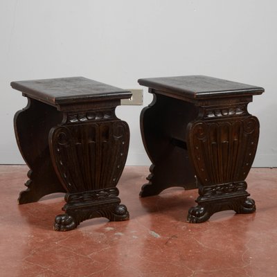 Antique Carved Stools, Set of 2-RAQ-2032805