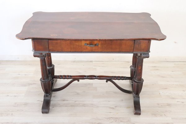 Antique Carved Walnut Desk, 1850s-DCO-864069