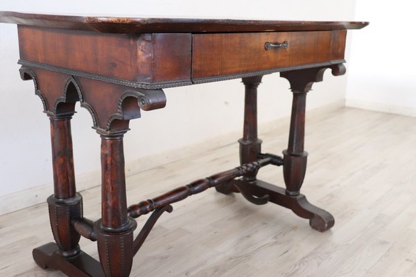 Antique Carved Walnut Desk, 1850s-DCO-864069