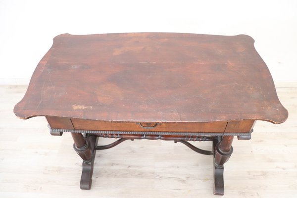 Antique Carved Walnut Desk, 1850s-DCO-864069