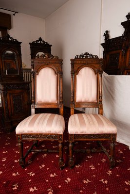 Antique Carved Walnut Dining Chairs from Sellerio Giuseppe, Set of 2-RAQ-557413