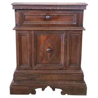 Antique Carved Walnut Nightstand, Tuscany, 1680s-DCO-1360196