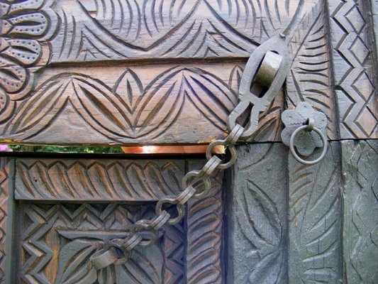 Antique Carved Wooden Door, Nuristan, Afghanistan-UZN-1404928