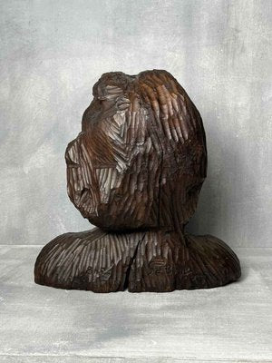 Antique Carved Wooden Female Bust-DWL-1347196