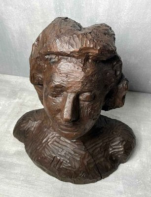 Antique Carved Wooden Female Bust-DWL-1347196