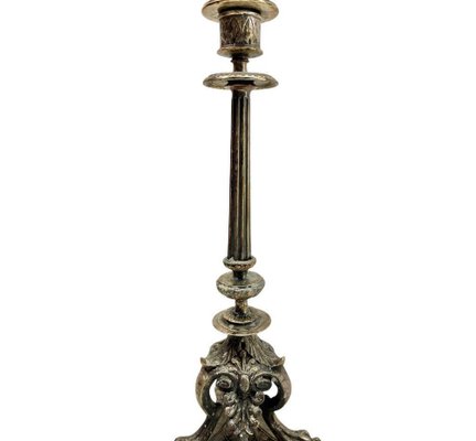 Antique Cast Brass Candleholders, 1900s, Set of 2-MJY-1789077