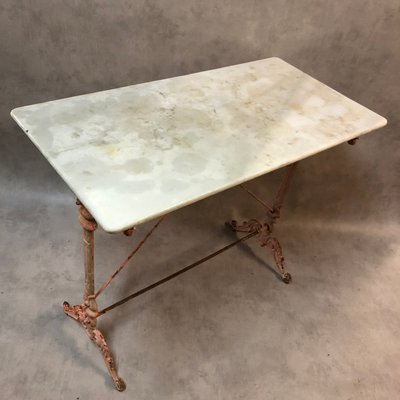 Antique Cast Iron and Marble Bistro Table, 1900s-SDV-556728