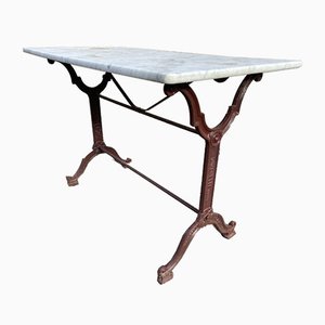 Antique Cast Iron and Marble Bistro Table, 1900s-SDV-898186