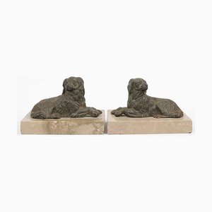 Antique Cast Iron Dog Figures, Set of 2-IXK-1332788