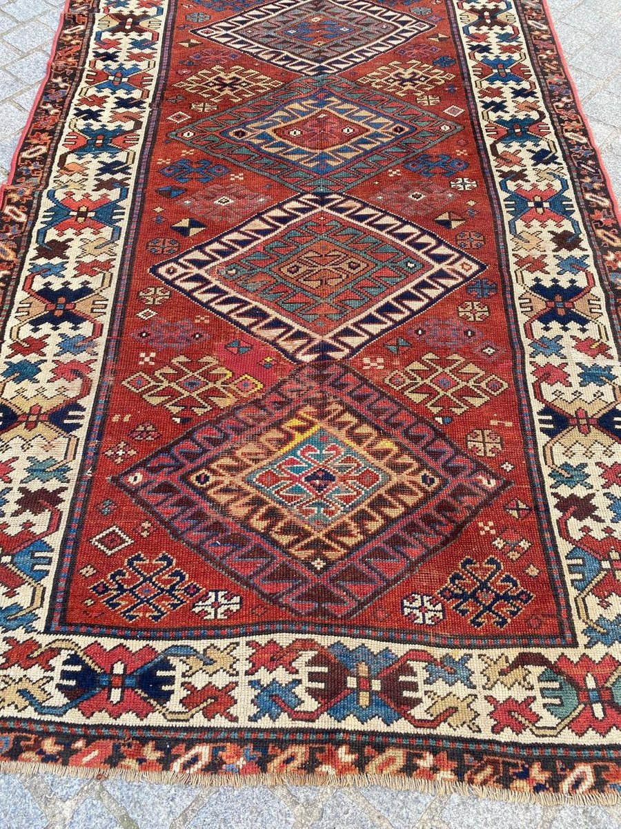 Antique Caucasian Kazak Runner