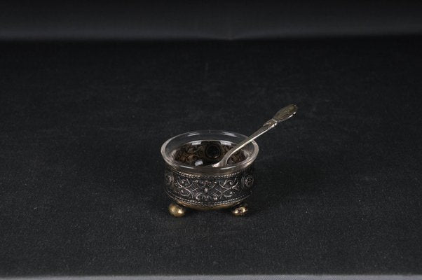 Antique Caviar Bowl in 800 Silver with Spoon, Set of 2-FLW-1823372