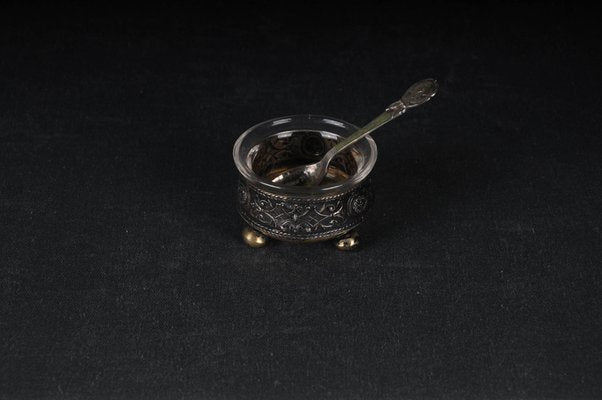 Antique Caviar Bowl in 800 Silver with Spoon, Set of 2-FLW-1823372