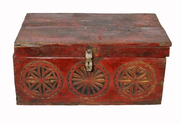 Antique Cedar Wood Treasure Dowry Chest Box, Nuristan, Afghanistan, 1920s-UZN-1404922