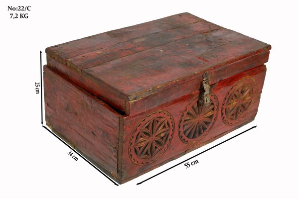 Antique Cedar Wood Treasure Dowry Chest Box, Nuristan, Afghanistan, 1920s-UZN-1404922