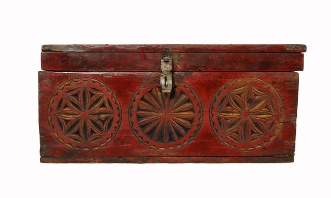 Antique Cedar Wood Treasure Dowry Chest Box, Nuristan, Afghanistan, 1920s-UZN-1404922