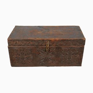 Antique Cedar Wood Treasure Dowry Chest Box, Nuristan, Afghanistan, 1920s-UZN-1404921