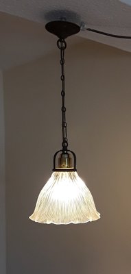 Antique Ceiling Lamp with Clear Glass Shade, 1900s