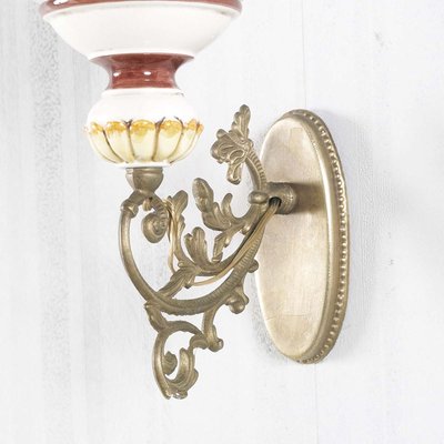 Antique Ceramic and Bronze Sconces, Set of 2-NJV-853210