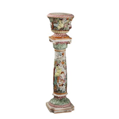 Antique Ceramic Column with Cache Pot from Capodimontes, 20th Century-VMM-2044008