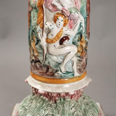 Antique Ceramic Column with Cache Pot from Capodimontes, 20th Century-VMM-2044008