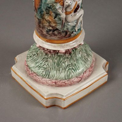 Antique Ceramic Column with Cache Pot from Capodimontes, 20th Century-VMM-2044008