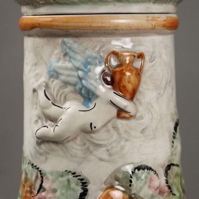 Antique Ceramic Column with Cache Pot from Capodimontes, 20th Century-VMM-2044008