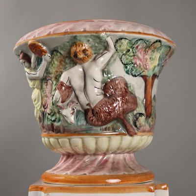 Antique Ceramic Column with Cache Pot from Capodimontes, 20th Century-VMM-2044008