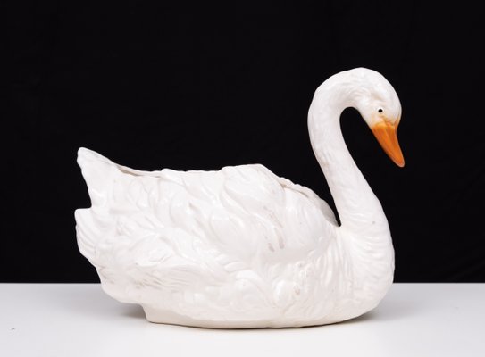 Antique Ceramic Swan Jardiniere from Capodimonte, 1880-GCG-2041805