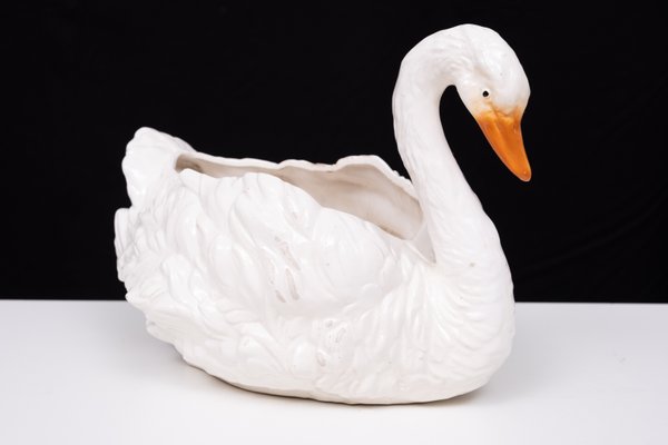 Antique Ceramic Swan Jardiniere from Capodimonte, 1880-GCG-2041805