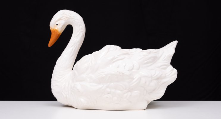 Antique Ceramic Swan Jardiniere from Capodimonte, 1880-GCG-2041805