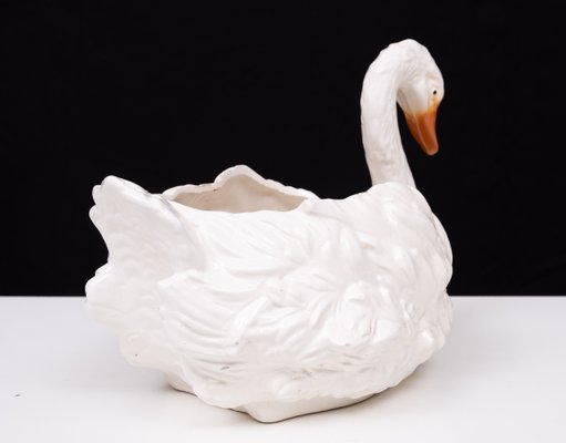 Antique Ceramic Swan Jardiniere from Capodimonte, 1880-GCG-2041805