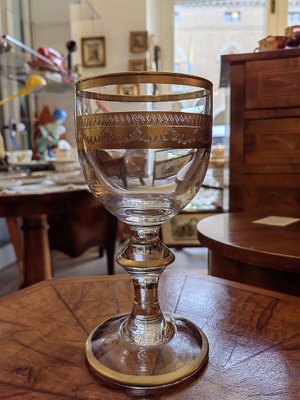 Antique Chalice in Blown Glass with Thread in Gold, 1700s-ZFY-1749616