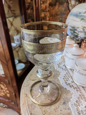 Antique Chalice in Blown Glass with Thread in Gold, 1700s-ZFY-1749616