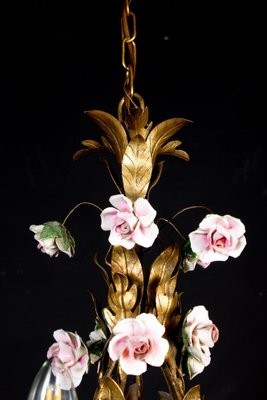 Antique Chandelier with Porcelain Flowers-MBH-1234427