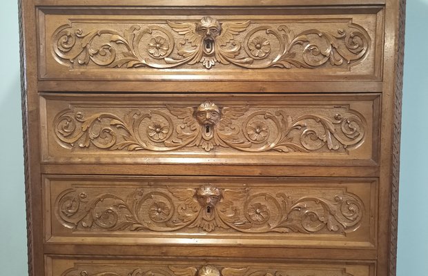 Antique Chest of Drawers in Walnut, 19th Century-BZF-1740912