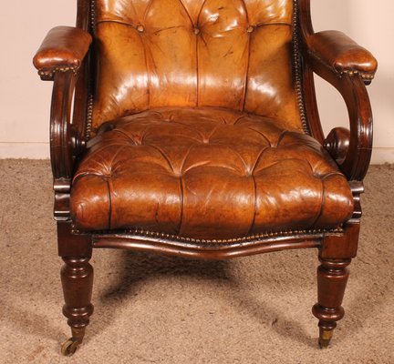 Antique Chesterfield Lounge Chair-HPU-2033698