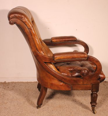 Antique Chesterfield Lounge Chair-HPU-2033698